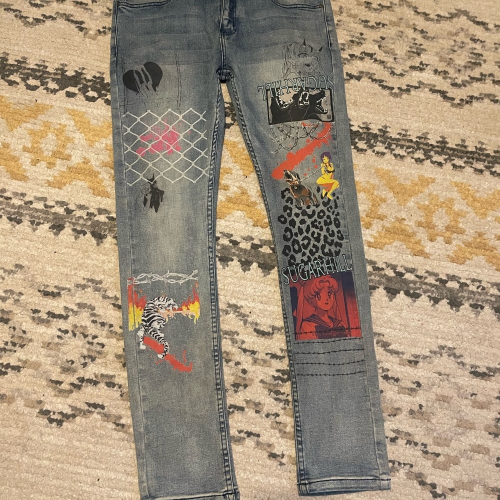 SugarHill Blue Jeans with Unique Embroidery